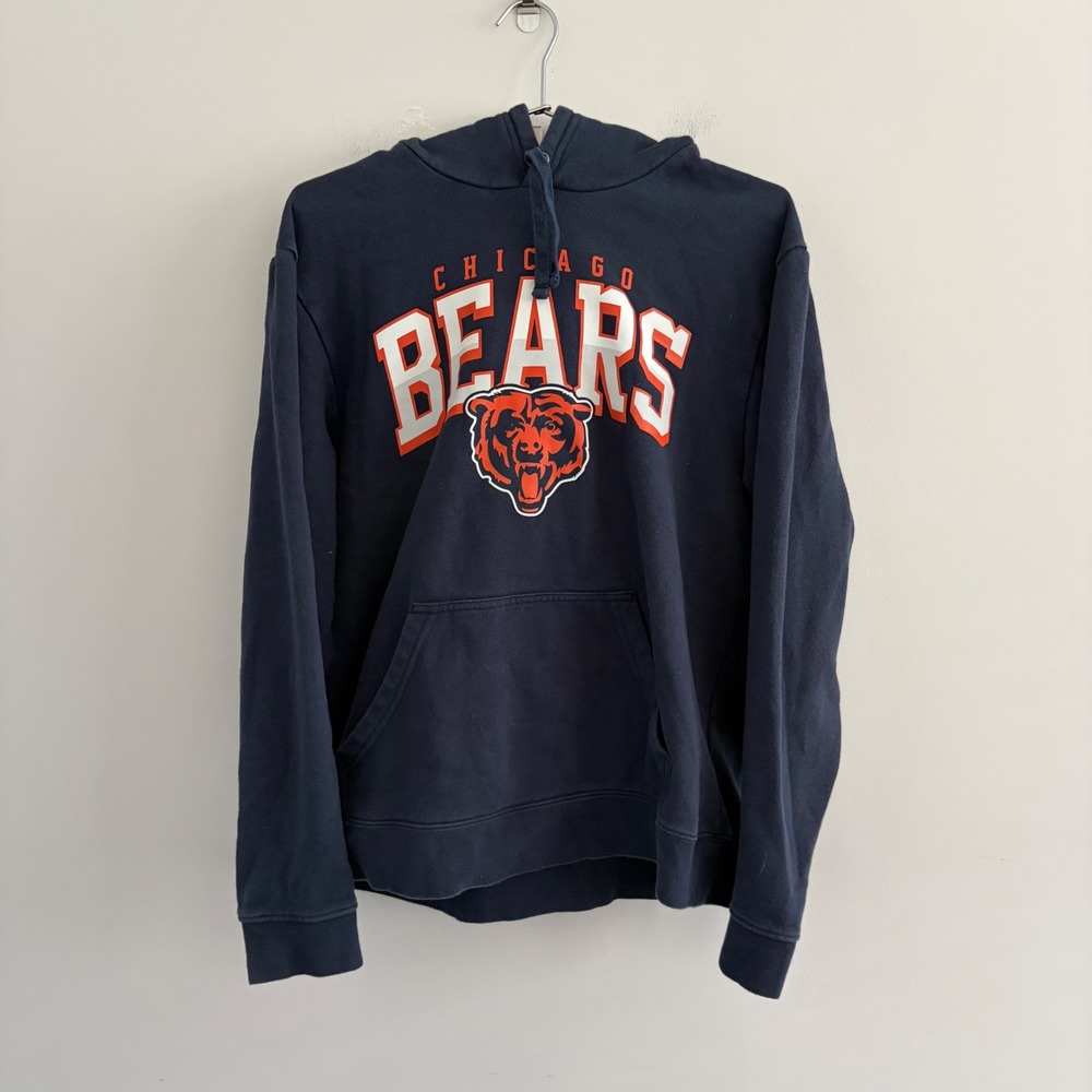 NFL Team Apparel Chicago Bears Mens Navy Blue Graphic Hoodie Large